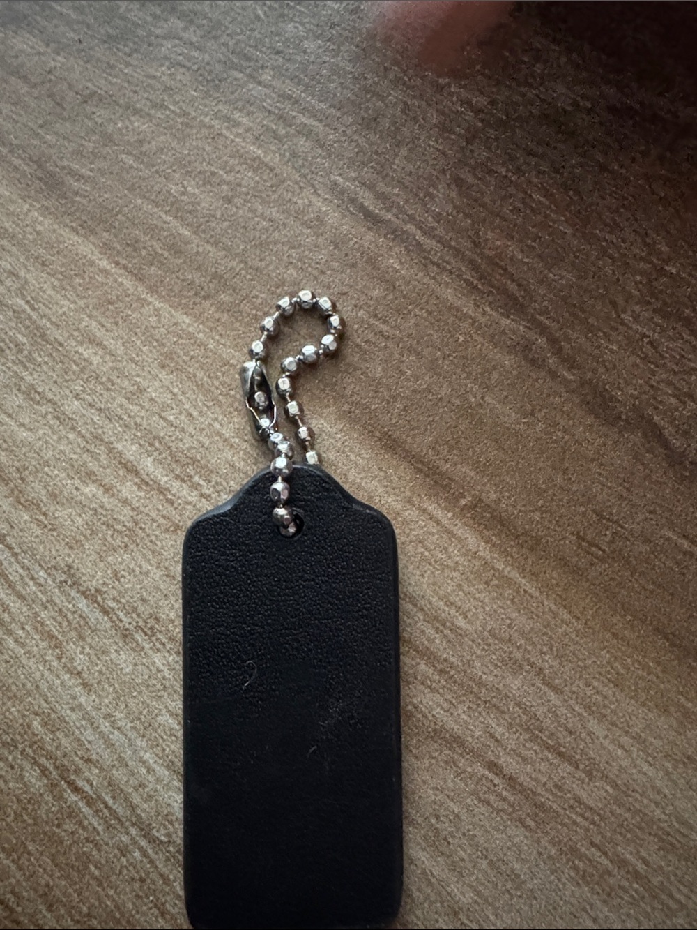 Coach Black Leather Tag Key & Card Holder with Silver Ball Chain - Picture 2 of 2